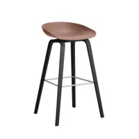 tabouret haut - about a stool aas 32 h75 l 50 x p 46 x h 85 cm,  assise h 75 cm chêne noir vernis à base d'eau soft brick