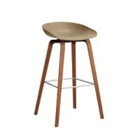 tabouret haut - about a stool aas 32 h75 l 50 x p 46 x h 85 cm,  assise h 75 cm noyer vernis à base d'eau clay
