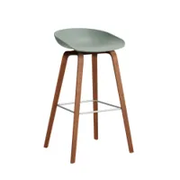 tabouret haut - about a stool aas 32 h75 l 50 x p 46 x h 85 cm,  assise h 75 cm noyer vernis à base d'eau fall green