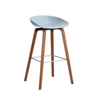tabouret haut - about a stool aas 32 h75 l 50 x p 46 x h 85 cm,  assise h 75 cm noyer vernis à base d'eau slate blue