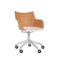 fauteuil de bureau - q/wood assise plastique bois clair/ blanc/ chrome