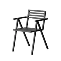 chaise et petit fauteuil extérieur - chaise empilable avec accoudoirs 19 outdoors noir
