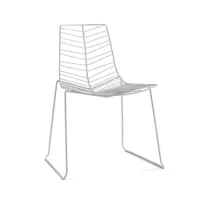chaise et petit fauteuil extérieur - leaf blanc acier laqué l 60cm x p 47,5cm x h 79cm,  assise h 45,5cm