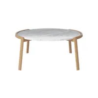 table basse - mix ø 94 marbre gris blanc chêne huilé