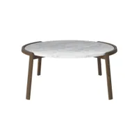 table basse - mix ø 94 marbre gris blanc chêne teinté huilé