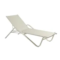 bain de soleil, chaise longue et hamac - holly blanc structure aluminium, toile pour l'extérieur l 202cm x p 79cm x h 37-103cm