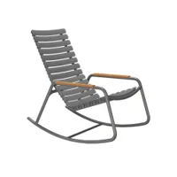 fauteuil extérieur - rocking chair reclips accoudoirs bambou gris foncé