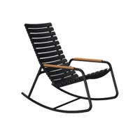 fauteuil extérieur - rocking chair reclips accoudoirs bambou noir
