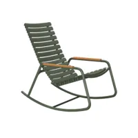 fauteuil extérieur - rocking chair reclips accoudoirs bambou vert olive