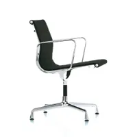 fauteuil de bureau - aluminium group ea 108 visiteur aluminium injecté chromé, tissu hopsak noir l 58 cm x p 59cm x h 83cm,  assise h 40cm