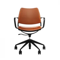 fauteuil de bureau - gas l 59 x p 59 x h 76-85 cm, assise h 43-52 cm cognac/ noir aluminium noir mat, cuir artificiel ecoleather