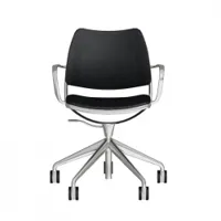 fauteuil de bureau - gas l 59 x p 59 x h 76-85 cm, assise h 43-52 cm aluminium chromé, cuir artificiel ecoleather noir/ chrome