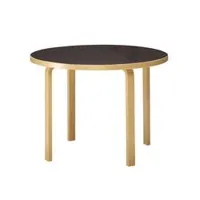 table & bureau - 90a enfant bouleau, linoleum diam 100cm x h 60cm linoléum noir