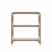 etagère - steelwood shelving system 3 plateaux 1 module blanc, bois structure hêtre massif, joints tôle d'acier verni l 92cm x p 40cm x h 93cm