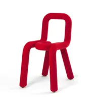 chaise - bold structure métal, mousse recouverte de textile rouge l 39cm x p 53cm x h 77,5cm,  assise h 46,5cm