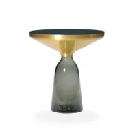 table d'appoint guéridon - bell side table verre soufflé, laiton, plateau verre noir ø 50 x h 53 cm gris quartz