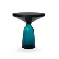 table d'appoint guéridon - bell side table ø 50 x h 53 cm bleu montana/ noir verre soufflé, acier, plateau verre noir