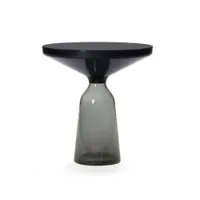 table d'appoint guéridon - bell side table ø 50 x h 53 cm gris quartz/ noir verre soufflé, acier, plateau verre noir