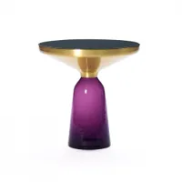 table d'appoint guéridon - bell side table verre soufflé, laiton, plateau verre noir ø 50 x h 53 cm violet améthyste