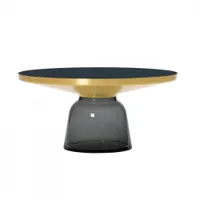 table basse - bell coffee table verre soufflé, laiton, plateau verre noir ø 75 x h 36 cm gris quartz