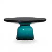 table basse - bell coffee table ø 75 x h 36 cm bleu montana/ noir verre soufflé, acier, plateau verre noir