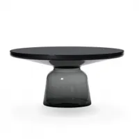 table basse - bell coffee table ø 75 x h 36 cm gris quartz/ noir verre soufflé, acier, plateau verre noir