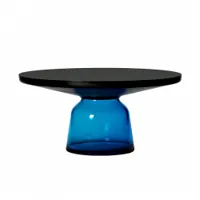 table basse - bell coffee table ø 75 x h 36 cm verre soufflé, acier, plateau verre noir bleu saphir/ noir
