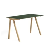 bureau - copenhague desk 90 l 130cm x p 65cm x h 74cm lino vert/ chêne vernis à base d'eau