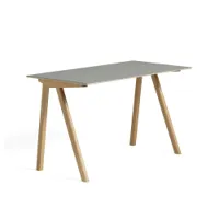 bureau - copenhague desk 90 l 130cm x p 65cm x h 74cm lino gris/ chêne vernis à base d'eau