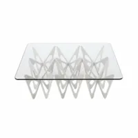 table basse - butterfly 120x90 blanc contreplaqué chêne, plateau cristal trempé l 90cm x p 120cm x h 35cm