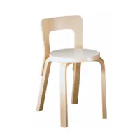 chaise - 65 bouleau, assise laminée blanc l 35cm x p 40cm x h 66cm ,  assise h 44cm laminé blanc