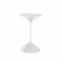 table d'appoint guéridon - tempo blanc cône polyuréthane, plateau mdf laqué, tige métal diam 34cm x h 50cm