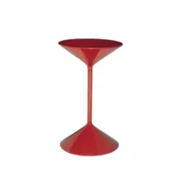 table d'appoint guéridon - tempo cône polyuréthane, plateau mdf laqué, tige métal diam 34cm x h 50cm rouge