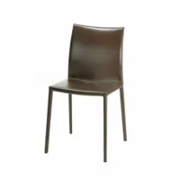 chaise - lea revêtement cuir, structure aluminium, rembourrage polyuréthane marron l 44cm x p 53cm x h 84cm,  assise h 45,5cm