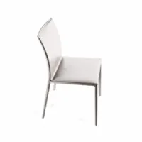 chaise - lea blanc revêtement cuir, structure aluminium, rembourrage polyuréthane l 44cm x p 53cm x h 84cm,  assise h 45,5cm