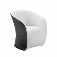 fauteuil - calla assise cuir nappa, extérieur cuir sellier, rembourrage polyuréthane intérieur blanc  extérieur noir l 65cm x p 63cm x h 77cm,  assise