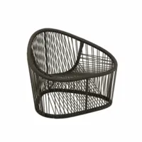 fauteuil - club structure acier verni, tressage pvc avec renfort nylon marron l 190cm x p 78cm x h 67cm,  assise h 38cm