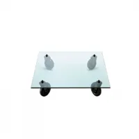 table basse - tavolo con ruote carrée transparent verre, métal l 120 x p 120 x h 25 cm