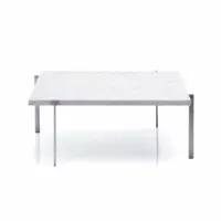 table basse - pk 61a marbre l 120cm x p 120cm x h 32cm plateau marbre, piètement acier inoxydable satiné