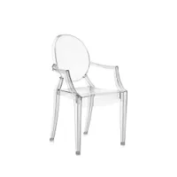 siège - fauteuil enfant lou lou ghost l 40cm x p 37cm x h 63cm,  assise h 32cm polycarbonate cristal