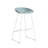 tabouret haut - about a stool aas 38 h75 l 50 x p 48 x h 85 cm,  assise h 75 cm blanc dusty blue