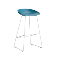 tabouret haut - about a stool aas 38 h75 l 50 x p 48 x h 85 cm,  assise h 75 cm blanc azure blue