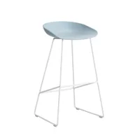 tabouret haut - about a stool aas 38 h75 l 50 x p 48 x h 85 cm,  assise h 75 cm blanc slate blue