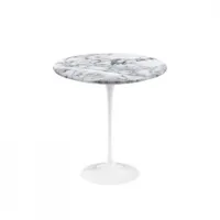 table d'appoint guéridon - saarinen marbre ø 51 x h 51 cm marbre arabescato brillant plateau marbre, base rilsan blanc