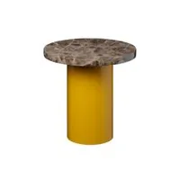 table d'appoint guéridon - ct09 enoki ø 40 x h 40 diam 40cm x h 40cm marron/ jaune plateau marbre emperador, pied acier peint