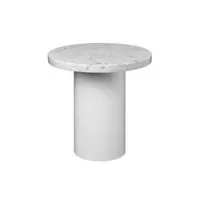 table d'appoint guéridon - ct09 enoki ø 40 x h 40 blanc diam 40cm x h 40cm plateau marbre de carrare, pied acier peint