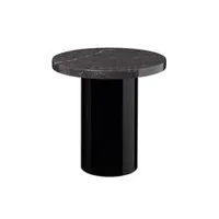 table d'appoint guéridon - ct09 enoki ø 40 x h 40 diam 40cm x h 40cm noir plateau marbre marquina, pied acier peint