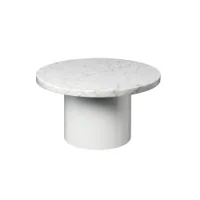 table basse - ct09 enoki ø 55 x h 30 blanc diam 55cm x h 30cm plateau marbre de carrare, pied acier peint