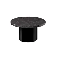 table basse - ct09 enoki ø 55 x h 30 diam 55cm x h 30cm noir plateau marbre marquina, pied acier peint
