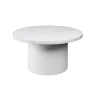 table basse - ct09 enoki ø 70 x h 35 blanc diam 70cm x h 35cm plateau marbre de carrare, pied acier peint